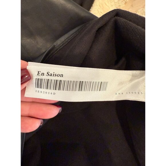 En Saison Black Faux Leather Mini Dress - Size L - Picture 7 of 8